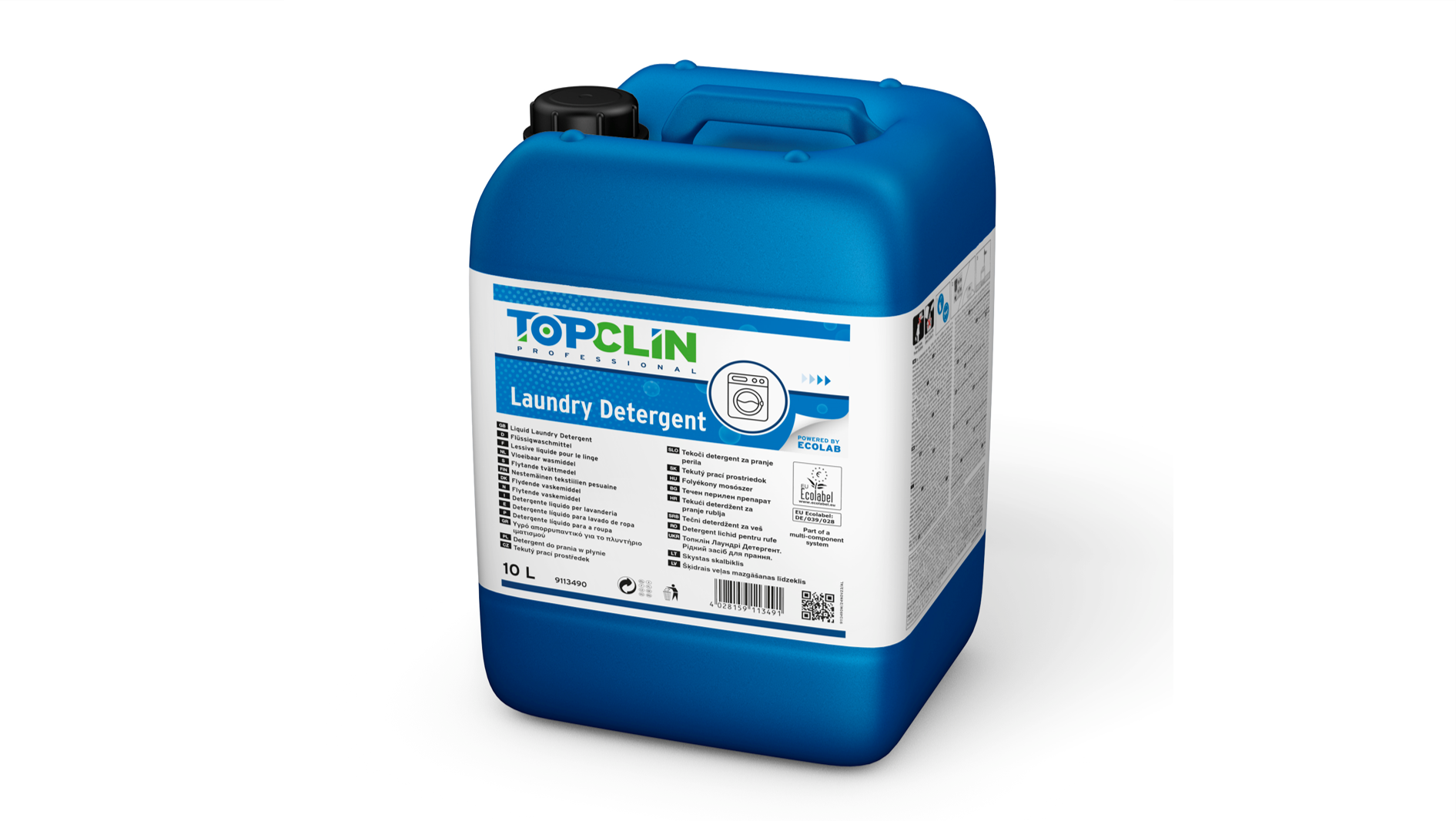 Blue 10L bottle of TOPCLIN Laundry Detergent