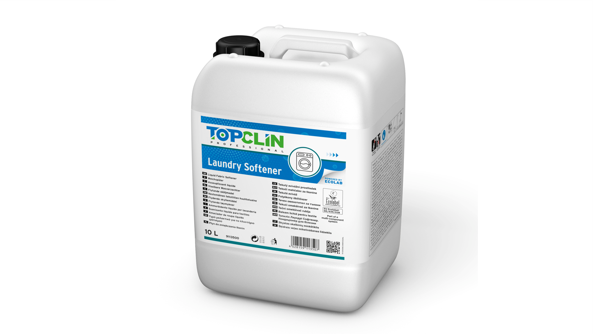 White 10L bottle of TOPCLIN Laundry Softener