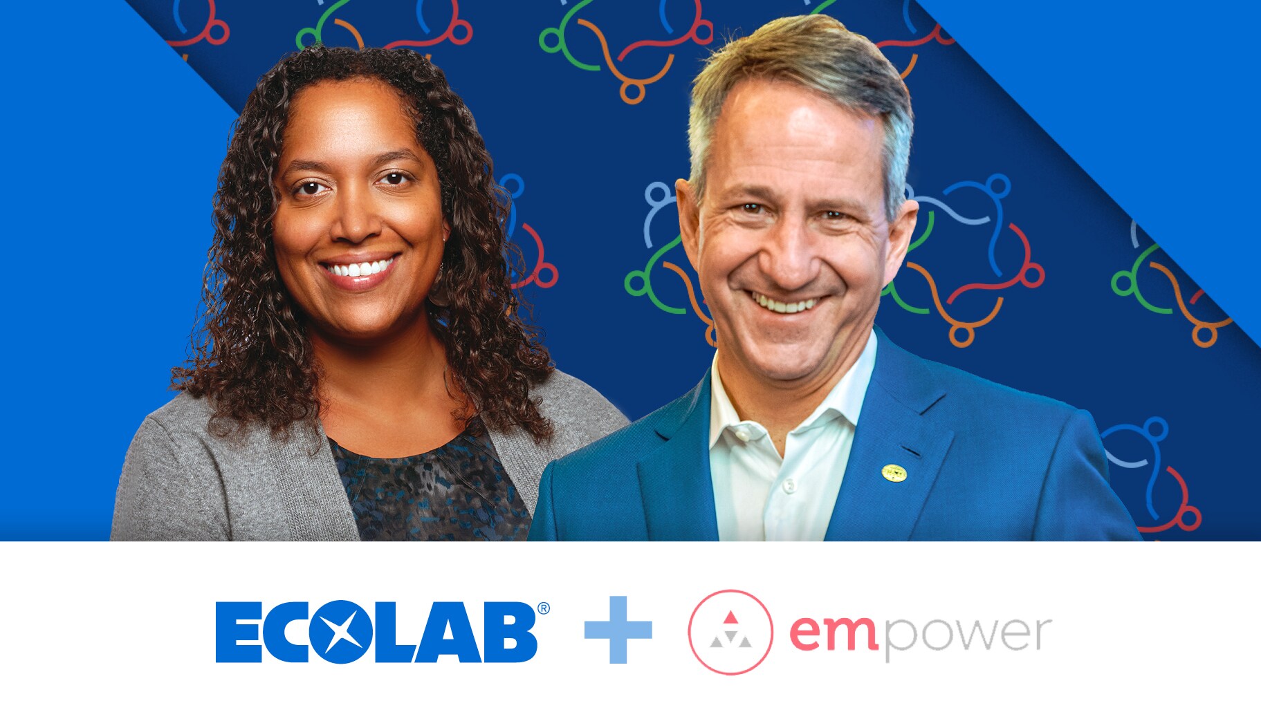 Modtagere af INvolves 2023 Empower Role Model-listen, Ecolabs formand og CEO, Christophe Beck, og Chief Marketing Officer, Gail Peterson